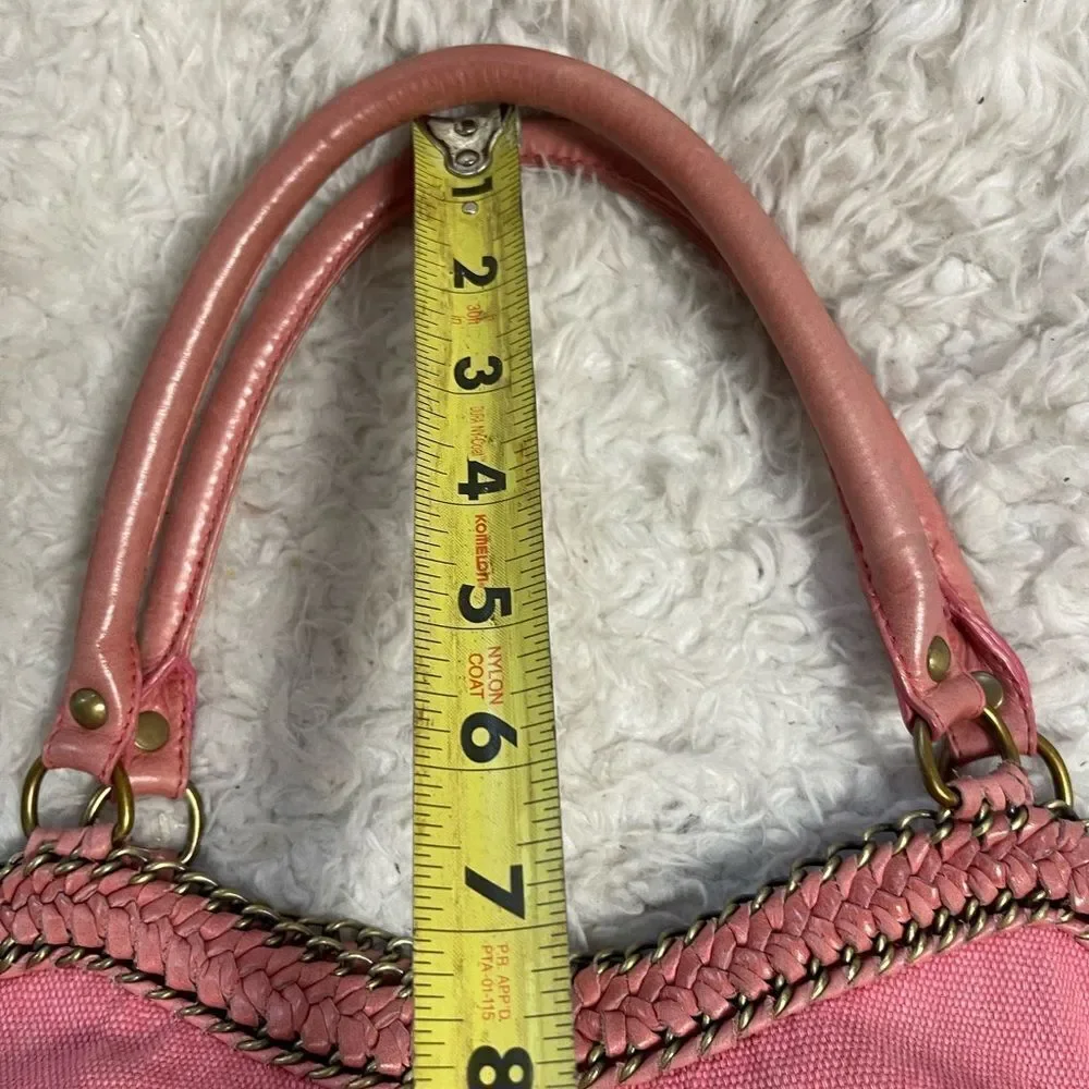 Ipa-Nima pink canvas Jeweled Embellished Satchel leather straps